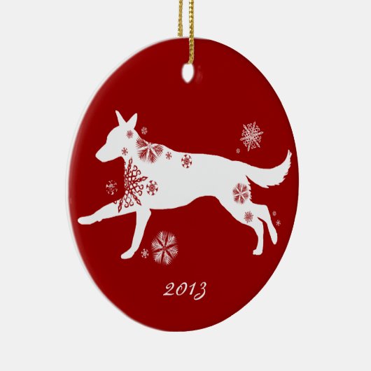 Snowflake White German Shepherd Dog Keramisch Ornament (Rechts)