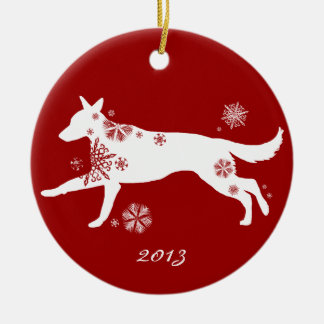 Snowflake White German Shepherd Dog Keramisch Ornament