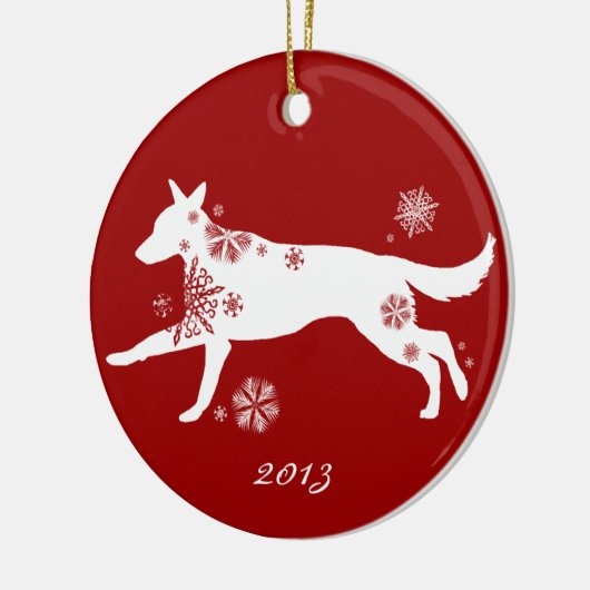 Snowflake White German Shepherd Dog Keramisch Ornament (Links)