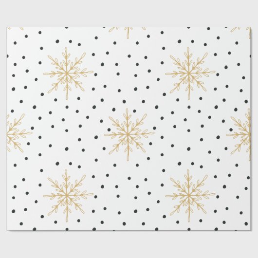 Snowflake White & Gold Wrapping Paper Cadeaupapier (Zoom)