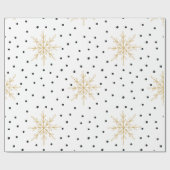 Snowflake White & Gold Wrapping Paper Cadeaupapier (Vlak)