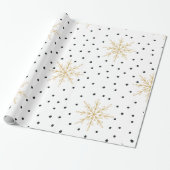Snowflake White & Gold Wrapping Paper Cadeaupapier (Uitgerold)