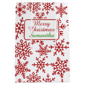 Snowflake White-kerstmis Medium Cadeauzakje (Achterkant)