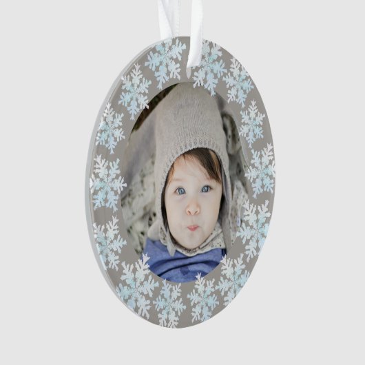 Snowflake White Opal 2 Sided Photo Grandouders Ornament (voorkant)