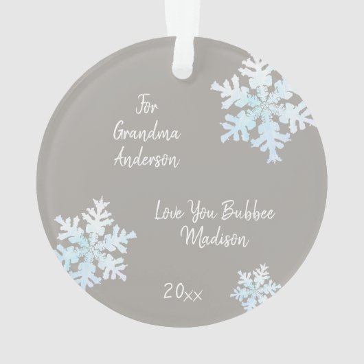 Snowflake White Opal 2 Sided Photo Grandouders Ornament (achterkant)