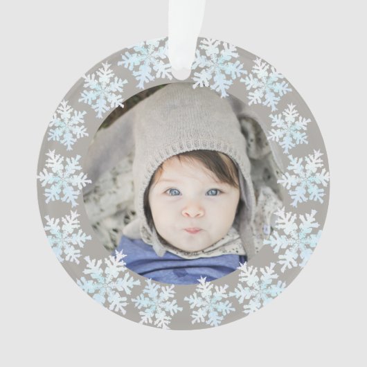 Snowflake White Opal 2 Sided Photo Grandouders Ornament (voorkant)