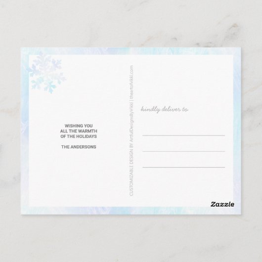 Snowflake White Opal 3 Photo Merry Kerstmis Briefkaart (Achterkant)