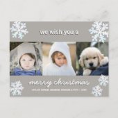 Snowflake White Opal 3 Photo Merry Kerstmis Briefkaart (Voorkant)
