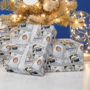 Snowflake White Opal Elegant Kerstmis 3 Foto Cadeaupapier