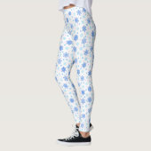 Snowflake White Pastel Blue Baby Blue Elegant Chic Leggings (Links)