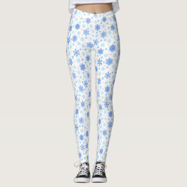 Snowflake White Pastel Blue Baby Blue Elegant Chic Leggings