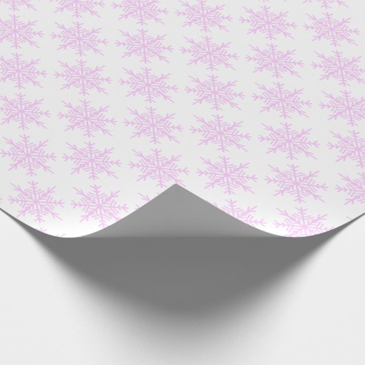 Snowflake White Pink Pastel kerstfeestdag Cadeaupapier (Hoek)