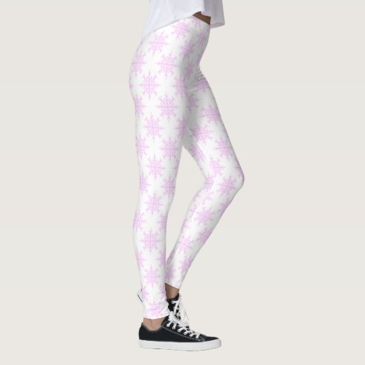Snowflake White Pink Pastel kerstfeestdag Leggings (Rechts)