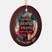 Snowflake White Stars 2 Foto Bourgogne Aangepaste  Keramisch Ornament (Rechts)