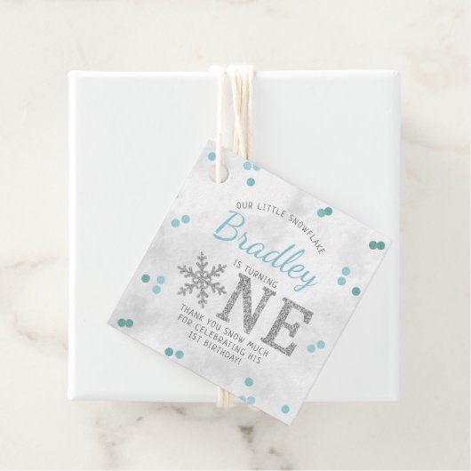 Snowflake Winter 1e verjaardag Bedankjes Labels (In situ)