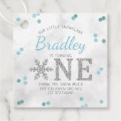 Snowflake Winter 1e verjaardag Bedankjes Labels (Voorkant)