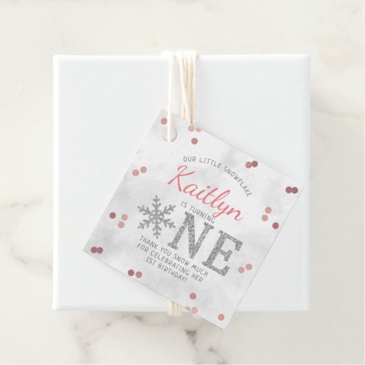 Snowflake Winter 1e verjaardag Bedankjes Labels (In situ)