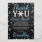 Snowflake Winter 1e verjaardag Dank u Folie kaarte Folie Uitnodiging (Voorkant)