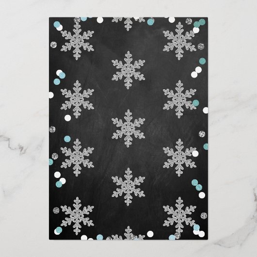 Snowflake Winter 1e verjaardag Dank u Folie kaarte Folie Uitnodiging (Achterkant)