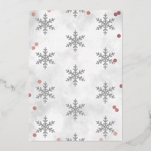 Snowflake Winter 1e verjaardag Dank u Folie kaarte Folie Uitnodiging (Achterkant)