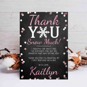 Snowflake Winter 1e verjaardag Dank u Folie kaarte Folie Uitnodiging