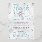 Snowflake Winter 1e verjaardag Dank u Folie kaarte Folie Uitnodiging (Voorkant)