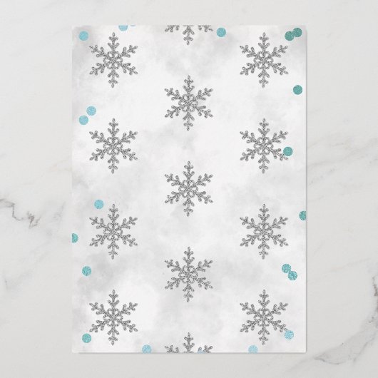 Snowflake Winter 1e verjaardag Dank u Folie kaarte Folie Uitnodiging (Achterkant)