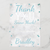 Snowflake Winter 1e verjaardag Dank u Folie kaarte Uitnodiging (Voorkant)