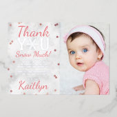 Snowflake Winter 1e verjaardag Dank u Folie kaarte Uitnodiging (Voorkant)