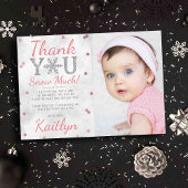 Snowflake Winter 1e verjaardag Foto Bedankkaart