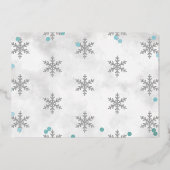 Snowflake Winter 1e verjaardag Foto echt Folie Uitnodiging (Achterkant)