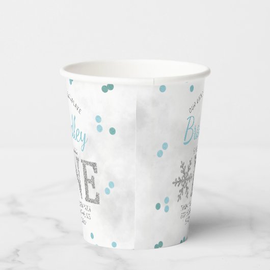 Snowflake Winter 1e verjaardag Papieren Bekers (Rechts)