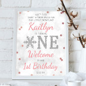 Snowflake Winter 1e verjaardag Poster
