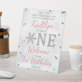 Snowflake Winter 1e verjaardag Reclamebord Met Voetstuk (Insitu)