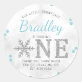 Snowflake Winter 1e verjaardag Ronde Sticker (Voorkant)