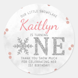 Snowflake Winter 1e verjaardag Ronde Sticker