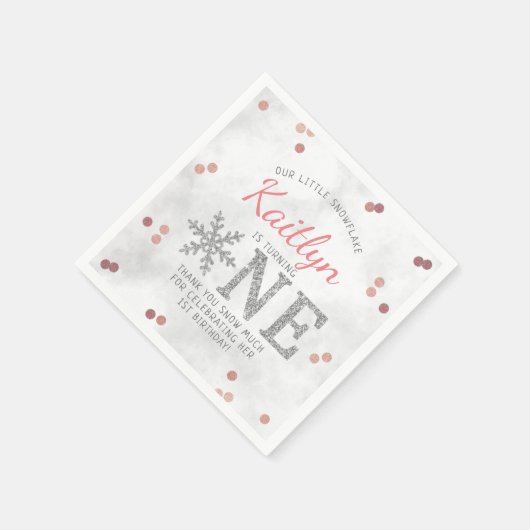 Snowflake Winter 1e verjaardag Servet (Hoek)