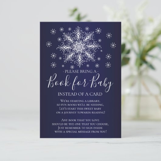 Snowflake Winter Baby shower Book for Baby Kaart (Staand voorkant)