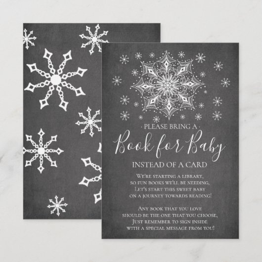 Snowflake Winter Baby shower Book for Baby Kaart (Voorkant / Achterkant)