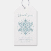 Snowflake Winter Baby shower Dank u Label Cadeaulabel (Voorkant)