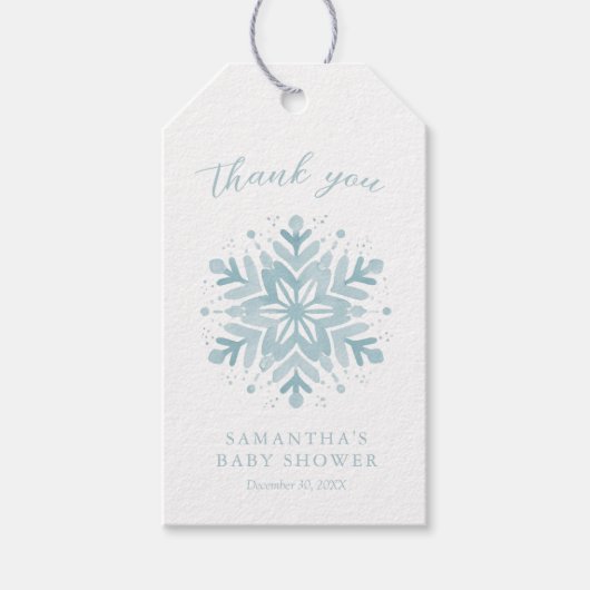 Snowflake Winter Baby shower Dank u Label Cadeaulabel (Voorkant)