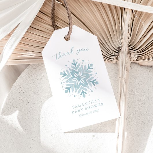 Snowflake Winter Baby shower Dank u Label Cadeaulabel