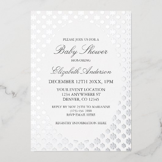 Snowflake Winter Baby shower Folie Uitnodiging (Voorkant)