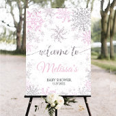 Snowflake Winter Baby shower Girl Bedankkaart