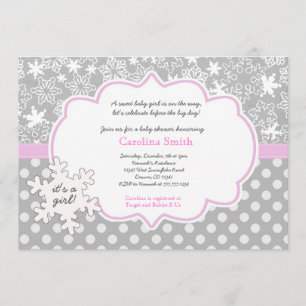 Snowflake Winter Baby shower Girl-uitnodigingen Kaart