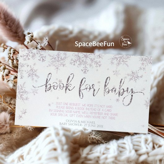 Snowflake Winter Baby shower Informatiekaartje