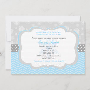 Snowflake Winter Baby Shower Invitaties Kaart