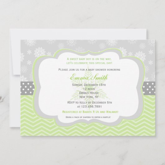 Snowflake Winter Baby Shower Invitaties Kaart (Voorkant)