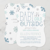 Snowflake Winter Baby shower Invitation Kaart (Voorkant / Achterkant)