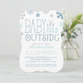 Snowflake Winter Baby shower Invitation Kaart (Staand voorkant)